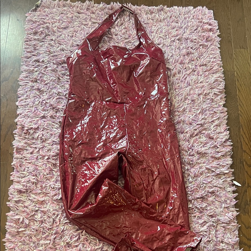 Shiny Red Halter Jumpsuit